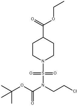 1-(N-(叔丁氧基羰基)-N-(2-氯乙基)氨磺酰基)哌啶-4-羧酸乙酯, 1135283-14-5, 结构式