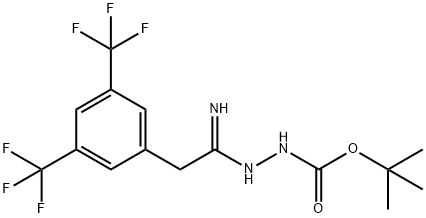 N'-[1-Amino-2-(3,5-bis-(trifluoromethyl)phenyl)eth ylidene]hydrazinecarboxylic acid tert-butyl ester 结构式