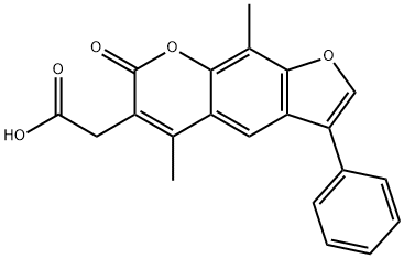 2-(7-氧代-5,9-二甲基-3-苯基-吡喃并[5,6-F]苯并呋喃-6-基)乙酸, 664366-12-5, 结构式