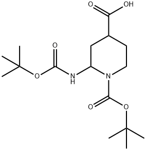 1-[(tert-Butoxy)carbonyl]-2-{[(tert-butoxy)-carbonyl]amino}piperidine-4-carboxylic acid,1246738-27-1,结构式