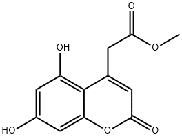 Methyl (5,7-dihydroxy-2-oxo-2H-chromen-4-yl)-acetate 化学構造式