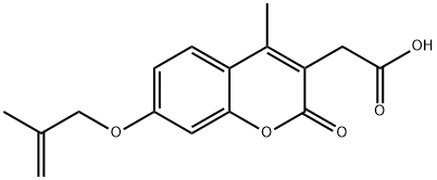 {4-メチル-7-[(2-メチルプロプ-2-エン-1-イル)オキシ]-2-オキソ-2H-クロメン-3-イル}酢酸 化学構造式