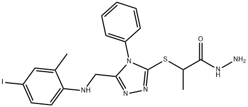 2-[(5-{[(4-Iodo-2-methylphenyl)amino]methyl}-4-phenyl-4H-1,2,4-triazol-3-yl)thio]propanohydrazide Struktur