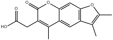 2-(7-氧代-2,3,5-三甲基-吡喃并[5,6-F]苯并呋喃-6-基)乙酸,664366-07-8,结构式