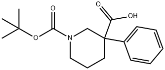 1-(tert-Butoxycarbonyl)-3-phenylpiperidine-3-carboxylic acid Struktur