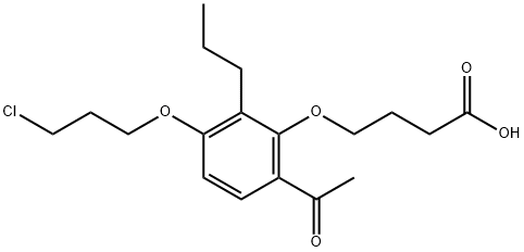 4-[6-アセチル-3-(3-クロロプロポキシ)-2-プロピルフェノキシ]ブタン酸 化学構造式