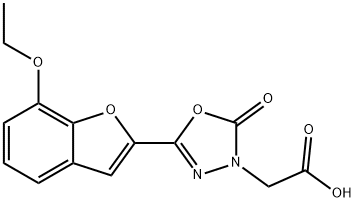 [5-(7-エトキシ-1-ベンゾフラン-2-イル)-2-オキソ-1,3,4-オキサジアゾール-3(2H)-イル]酢酸 化学構造式