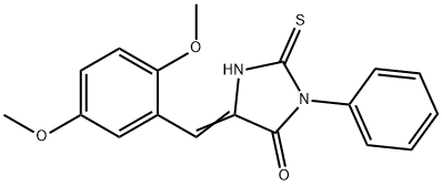 (5E)-5-(2,5-dimethoxybenzylidene)-2-mercapto-3-phenyl-3,5-dihydro-4H-imidazol-4-one 化学構造式