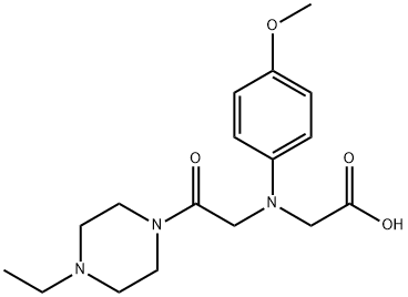 [[2-(4-エチルピペラジン-1-イル)-2-オキソエチル]-(4-メトキシフェニル)アミノ]酢酸 化学構造式
