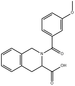 2-(3-メトキシベンゾイル)-1,2,3,4-テトラヒドロイソキノリン-3-カルボン酸 化学構造式