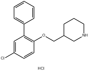 5-Chloro[1,1'-biphenyl]-2-yl 3-piperidinylmethylether hydrochloride 化学構造式