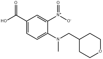 4-[Methyl(tetrahydro-2H-pyran-4-ylmethyl)amino]-3-nitrobenzoic acid 结构式