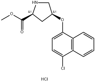 Methyl (2S,4S)-4-[(4-chloro-1-naphthyl)oxy]-2-pyrrolidinecarboxylate hydrochloride Struktur