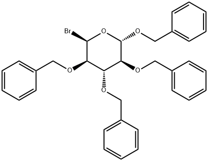 (2S,3S,4S,5R,6R)-2,3,4,5-tetrakis(benzyloxy)-6-bromotetrahydro-2H-pyran 化学構造式