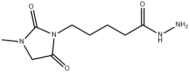 5-(3-Methyl-2,5-dioxo-1-imidazolidinyl)-pentanohydrazide 化学構造式