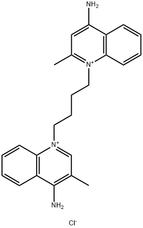 4-Amino-1-[4-(4-amino-3-methylquinolinium-1-yl)-butyl]-2-methylquinolinium dichloride Struktur