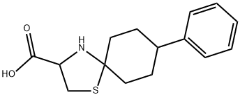 8-Phenyl-1-thia-4-azaspiro[4.5]decane-3-carboxylic acid 化学構造式