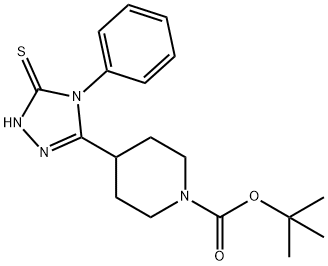 4-(5-巯基-4-苯基-4H-1,2,4-三唑-3-基)哌啶-1-甲酸叔丁酯,1306738-59-9,结构式