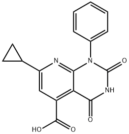 7-Cyclopropyl-2,4-dioxo-1-phenyl-1,2,3,4-tetrahy-dropyrido[2,3-d]pyrimidine-5-carboxylic acid Struktur