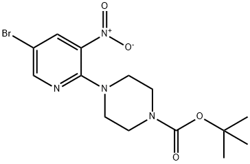 tert-Butyl 4-(5-bromo-3-nitro-2-pyridinyl)-tetrahydro-1(2H)-pyrazinecarboxylate,1221792-73-9,结构式