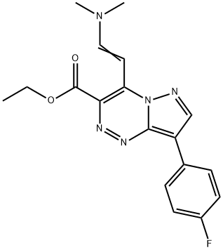 Ethyl 4-[(E)-2-(dimethylamino)vinyl]-8-(4-fluoroph enyl)pyrazolo[5,1-c][1,2,4]triazine-3-carboxylate Struktur