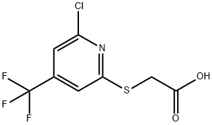 2-(6-Chloro-4-(trifluoromethyl)pyridin-2-ylsulfanyl)acetic acid 结构式