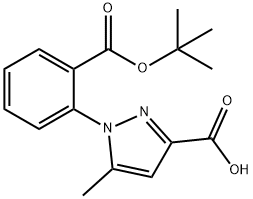 1-{2-[(tert-Butoxy)carbonyl]phenyl}-5-methyl-1H-pyrazole-3-carboxylic acid 化学構造式