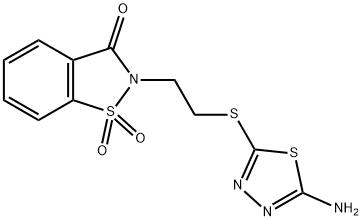 2-{2-[(5-Amino-1,3,4-thiadiazol-2-yl)thio]ethyl}-1,2-benzisothiazol-3(2H)-one 1,1-dioxide 化学構造式