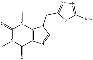9-[(5-Amino-1,3,4-thiadiazol-2-yl)methyl]-1,3-dimethyl-3,9-dihydro-1H-purine-2,6-dione 化学構造式