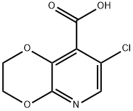 7-Chloro-2,3-dihydro-[1,4]dioxino-[2,3-b]pyridine-8-carboxylic acid 化学構造式