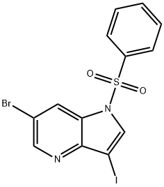 6-溴-3-碘-1-(苯磺酰基)-1H-吡咯并[3,2-B]吡啶,1305324-97-3,结构式