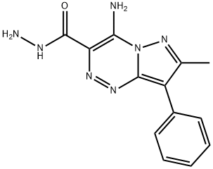 4-Amino-7-methyl-8-phenylpyrazolo-[5,1-c][1,2,4]triazine-3-carbohydrazide 化学構造式