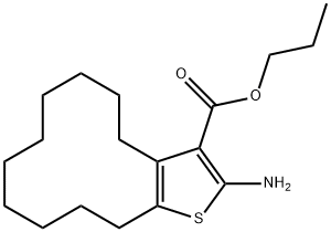 14-氨基-13-硫二环[10.3.0]十五-1(12),14-双烯-15-羧酸丙酯,350997-37-4,结构式