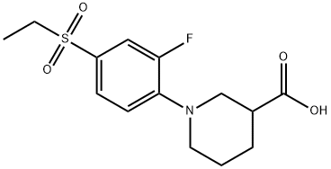 1-[4-(ETHYLSULFONYL)-2-FLUOROPHENYL]PIPERIDINE-3-CARBOXYLIC ACID 化学構造式