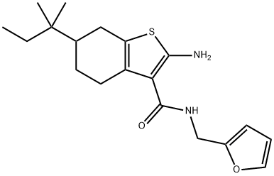 2-氨基-6-叔-戊基-N-(2-呋喃甲基)-4,5,6,7-四氢苯并噻吩-3-甲酰胺, 590358-26-2, 结构式