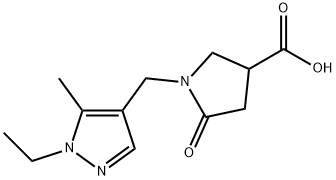 1-[(1-ethyl-5-methyl-1H-pyrazol-4-yl)methyl]-5-oxopyrrolidine-3-carboxylic acid 结构式