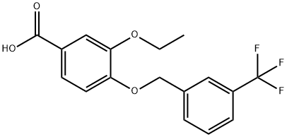 3-ethoxy-4-{[3-(trifluoromethyl)benzyl]oxy}benzoic acid Struktur