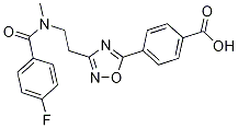 4-(3-{2-[(4-fluorobenzoyl)(methyl)amino]ethyl}-1,2,4-oxadiazol-5-yl)benzoic acid Struktur