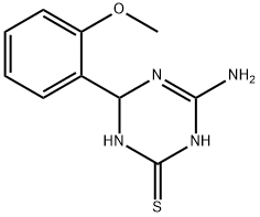 4-アミノ-6-(2-メトキシフェニル)-1,6-ジヒドロ-1,3,5-トリアジン-2-チオール 化学構造式