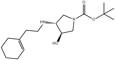 (3R,4R)-3-[(2-环己-1-烯-1-基乙基)氨基]-4-羟基吡咯烷-1-甲酸叔丁酯 结构式