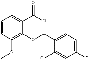 2-[(2-chloro-4-fluorobenzyl)oxy]-3-methoxybenzoyl chloride Struktur