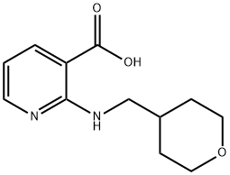 2-[(Tetrahydro-2H-pyran-4-ylmethyl)amino]-nicotinic acid 化学構造式