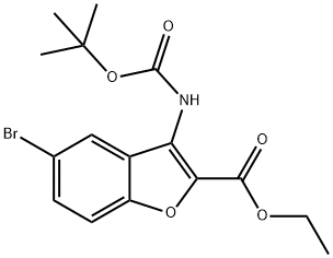 5-溴-3-((叔丁氧基羰基)氨基)苯并呋喃-2-羧酸乙酯 结构式