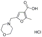 2-Methyl-5-morpholin-4-ylmethyl-furan-3-carboxylic acid hydrochloride 化学構造式