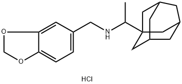 (1-Adamantan-1-yl-ethyl)-benzo[1,3]dioxol-5-ylmethyl-amine hydrochloride 化学構造式