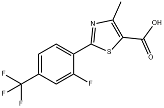 2-[2-Fluoro-4-(trifluoromethyl)phenyl]-4-methyl-1,3-thiazole-5-carboxylic acid 结构式