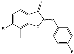 (2Z)-2-(4-氟苯亚甲基)-6-羟基-7-甲基-1-苯并呋喃-3(2H)-酮, 1092298-07-1, 结构式