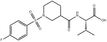 (2S)-2-[[1-(4-氟苯基)磺酰基哌啶-3-基]羰基氨基]-3-甲基-丁酸, 956970-52-8, 结构式