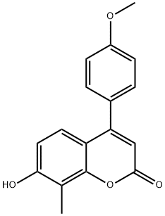 7-ヒドロキシ-4-(4-メトキシフェニル)-8-メチル-2H-クロメン-2-オン 化学構造式