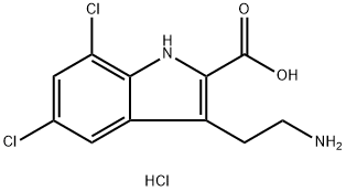 3-(2-氨基乙基)-5,7-二氯-1H-2-吲哚甲酸盐酸盐 结构式